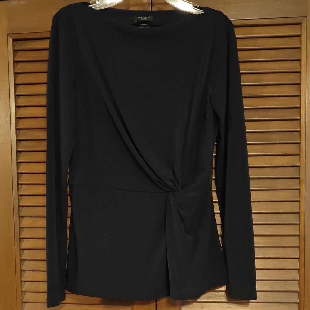 Ann Taylor Black Draped Blouse
